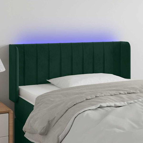 vidaXL T&ecirc;te de lit &agrave; LED Vert fonc&eacute; 83x16x78/88 cm Velours
