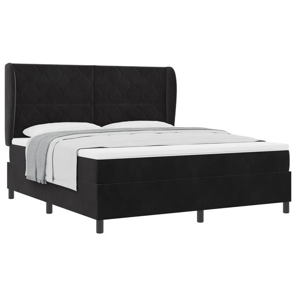 vidaXL Lit &agrave; ressorts avec matelas Noir 200 x 180 cm Velours