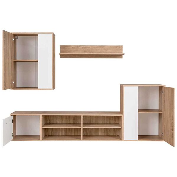 vidaXL Ensemble meuble TV 5 pcs Blanc et chêne Sonoma 221 x 30 x 80 cm