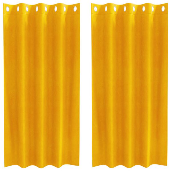vidaXL Rideaux occultants 2 pcs Jaune moutarde 140 x 175 cm Velours
