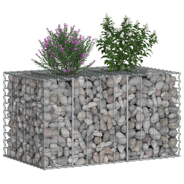 vidaXL Lit sur&eacute;lev&eacute; gabion Argent&eacute; 100 x 60 x 55 cm Acier galvanis&eacute;