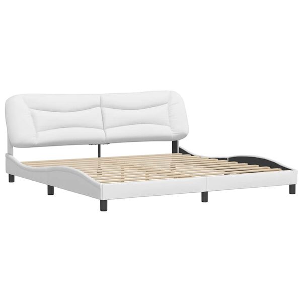 vidaXL Cadre de lit sans matelas Hvar blanc 200x200 cm similicuir