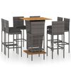 vidaXL Ensemble de bar de jardin 9 pcs et coussins R&eacute;sine tress&eacute;e Gris
