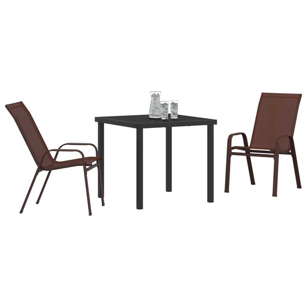 vidaXL Ensemble de salle &agrave; manger pour jardin 3 pcs Marron et Noir