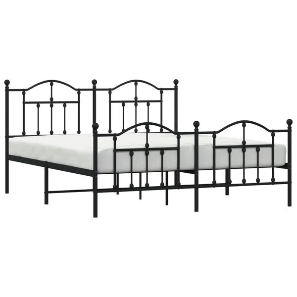 vidaXL Cadre de lit m&eacute;tal sans matelas avec pied de lit noir 180x200cm