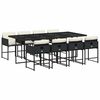 vidaXL Ensemble &agrave; manger de jardin 9pcs coussins noir r&eacute;sine tress&eacute;e