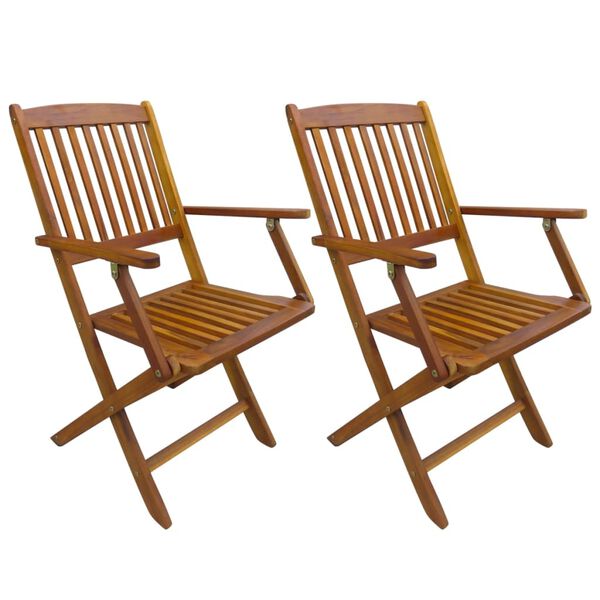 vidaXL Chaises pliables d'ext&eacute;rieur lot de 2 Bois d'acacia solide