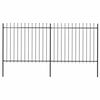 vidaXL Cl&ocirc;ture de jardin avec dessus en forme de lance en acier 337 x 150 cm Noir