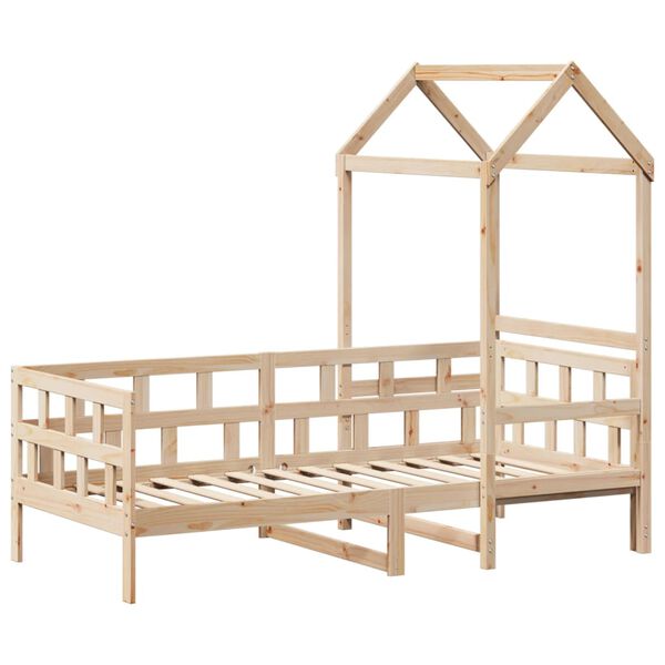 vidaXL Lit de jour avec toit sans matelas 90x190 cm bois massif