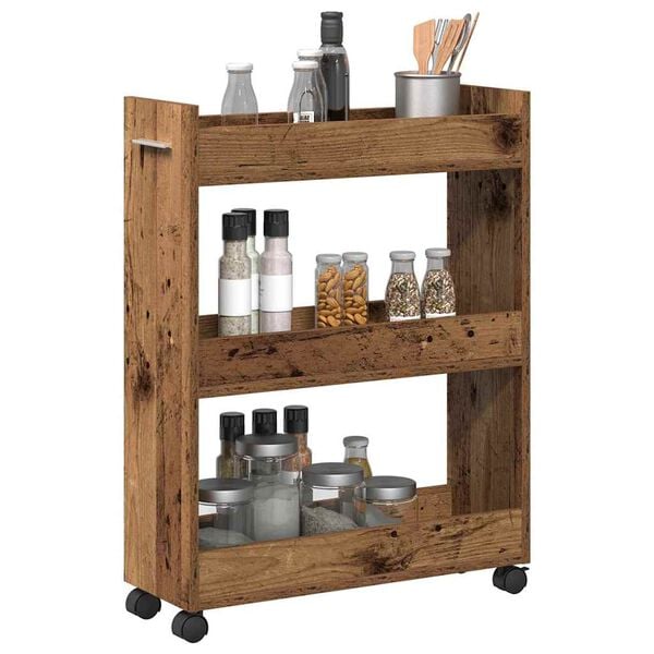 vidaXL Armoire avec roue Bois ancien 60 x 22 x 79 cm Bois d'ingénierie