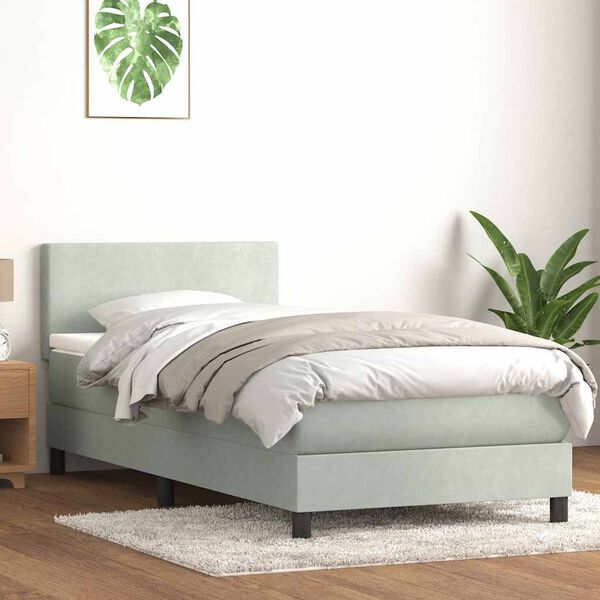 vidaXL Sommier &agrave; lattes de lit et matelas gris clair 80x220 cm velours