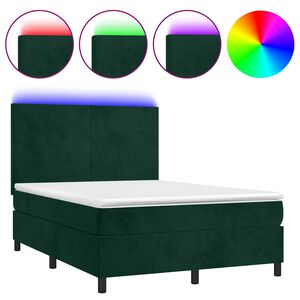vidaXL Sommier &agrave; lattes de lit avec matelas LED Vert fonc&eacute; 140x190 cm