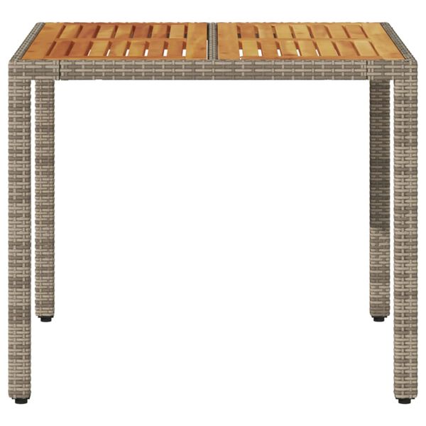 vidaXL Table de jardin Gris 90x90x75 cm Résine tressée