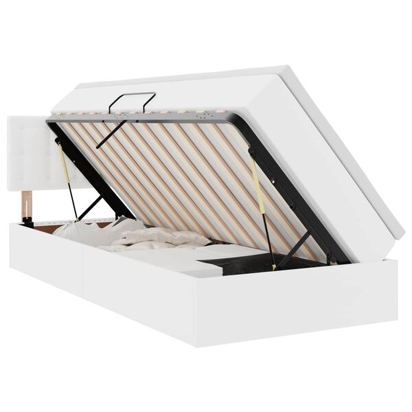 vidaXL Lit avec rangement et matelas Blanc pur 90 x 190 cm Simili cuir