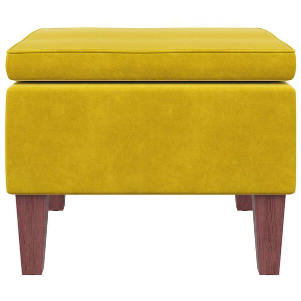 vidaXL Tabouret avec pieds en bois Jaune Velours