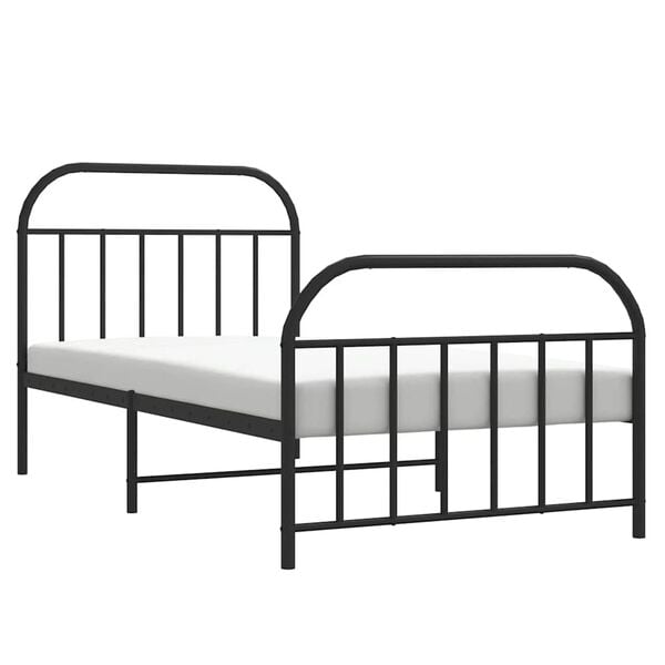 vidaXL Cadre de lit m&eacute;tal sans matelas avec pied de lit noir 100x190cm