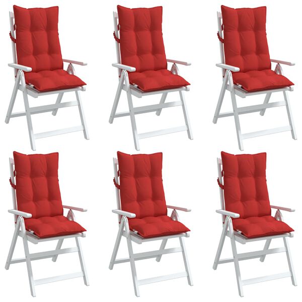 vidaXL Coussins de chaise &agrave; dossier haut lot de 6 rouge tissu oxford