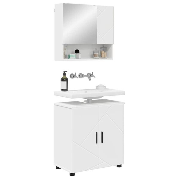 vidaXL Ensemble de mobilier de salle de bain Montage mural 2 pcs Blanc
