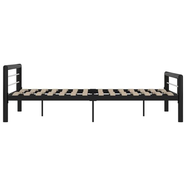 vidaXL Cadre de lit sans matelas noir et blanc m&eacute;tal 120x200 cm