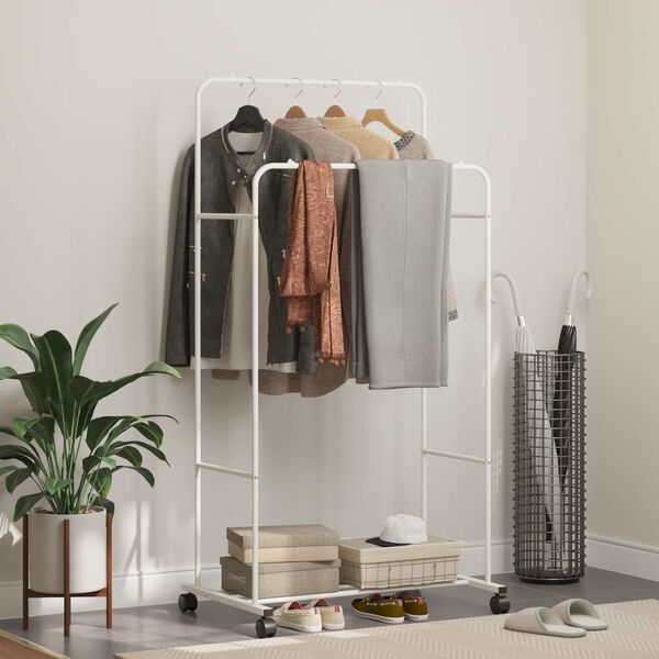 vidaXL Porte-v&ecirc;tements Uni Blanc 80 x 53 x 156 cm