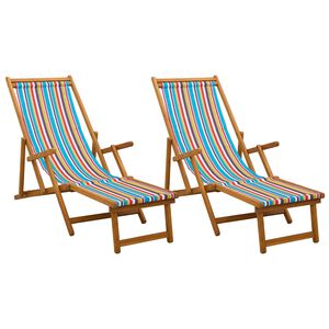 vidaXL Chaise longue pliante 2 pcs 3 Position Bois d'eucalyptus massif