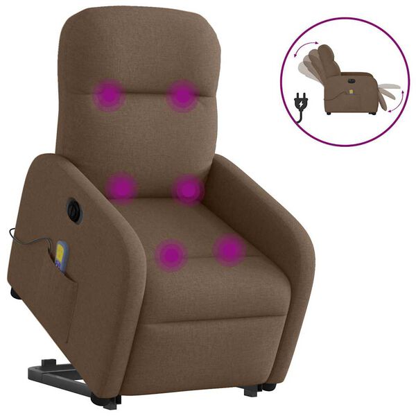 vidaXL Fauteuil inclinable de massage &eacute;lectrique Marron Tissu