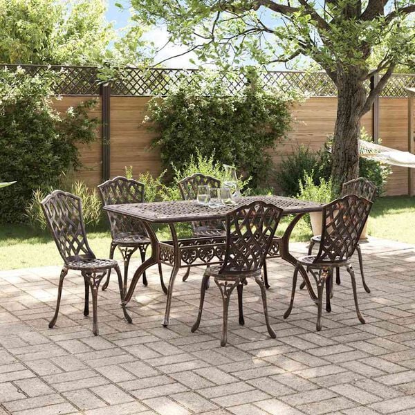 vidaXL Ensemble de salle &agrave; manger pour jardin 7 pcs Bronze Aluminium