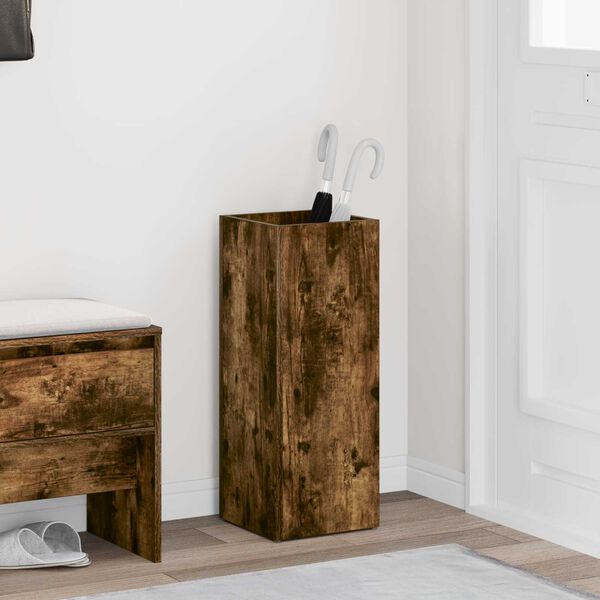 vidaXL Porte-parapluie Ch&ecirc;ne fum&eacute; 25 x 24,5 x 64 cm Bois d'ing&eacute;nierie