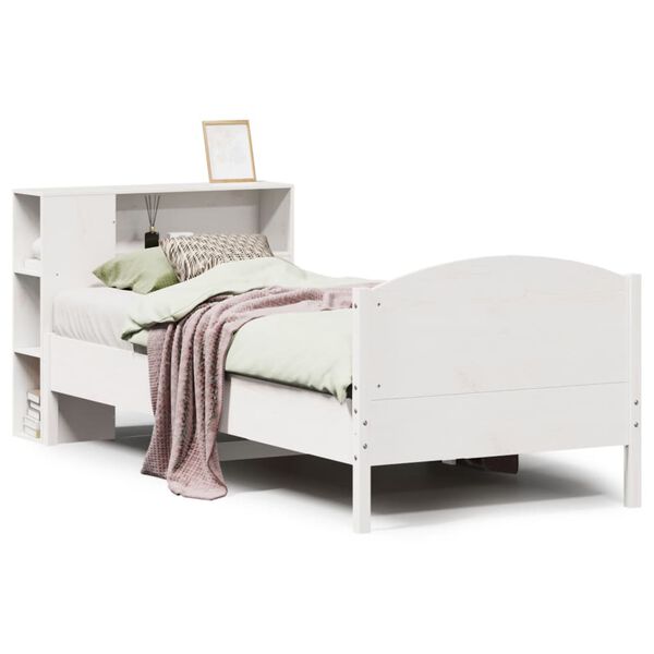 vidaXL Lit biblioth&egrave;que sans matelas blanc 75x190cm bois de pin massif