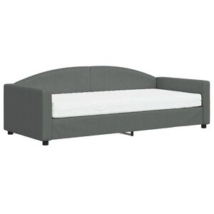 vidaXL Lit de jour avec matelas gris fonc&eacute; 90x200 cm tissu