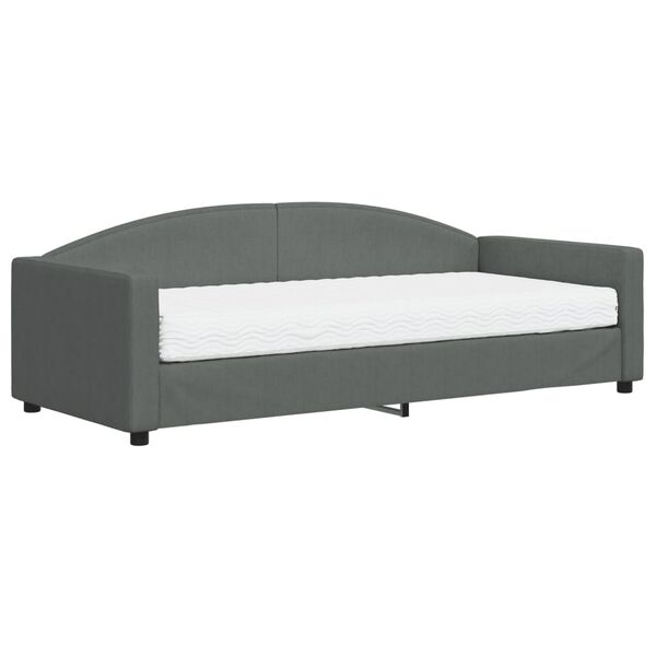 vidaXL Lit de jour avec matelas gris fonc&eacute; 90x200 cm tissu