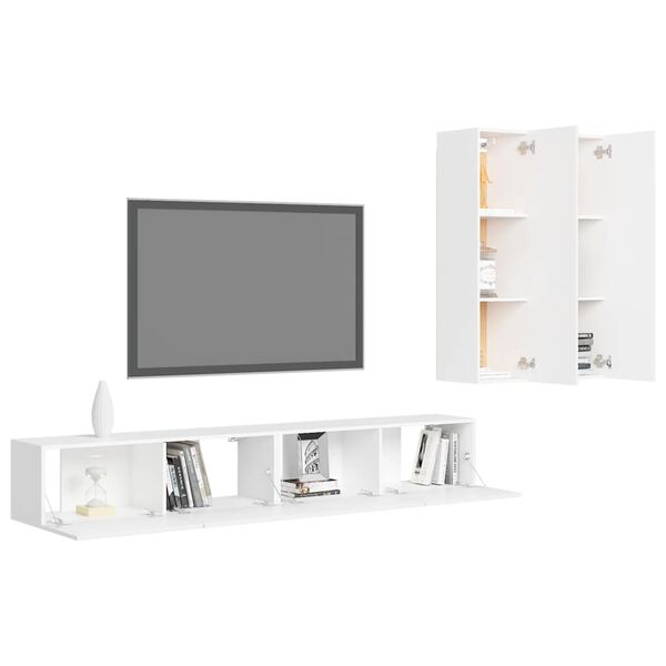 vidaXL Ensemble de meubles TV 4 pcs Blanc Bois d'ing&eacute;nierie
