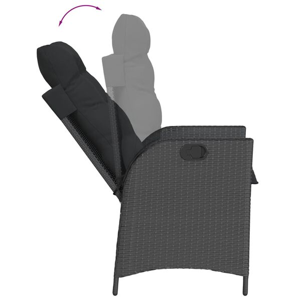 vidaXL Ensemble &agrave; manger de jardin coussins 7pcs Noir R&eacute;sine tress&eacute;e