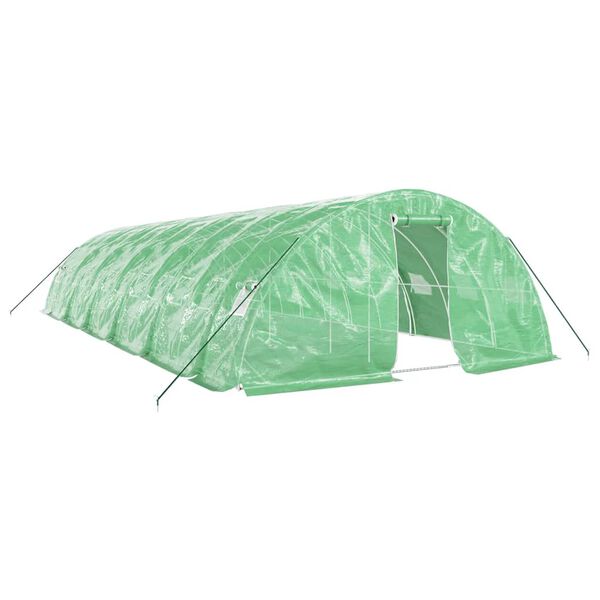 vidaXL Serre avec cadre en acier vert 60 m&sup2; 12x5x2,3 m