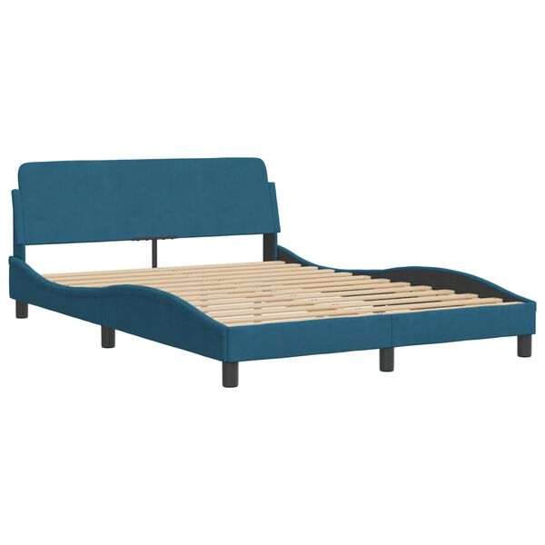 vidaXL Lit avec matelas Dover bleu 140x190 cm velours