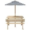 vidaXL Table de pique-nique pour 4 enfants avec parasol bois de sapin