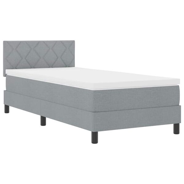 vidaXL Lit &agrave; ressorts avec matelas Gris clair 90 x 200 cm tissu