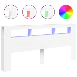 vidaXL T&ecirc;te de lit &agrave; LED blanc 220x18,5x103,5 cm bois d'ing&eacute;nierie