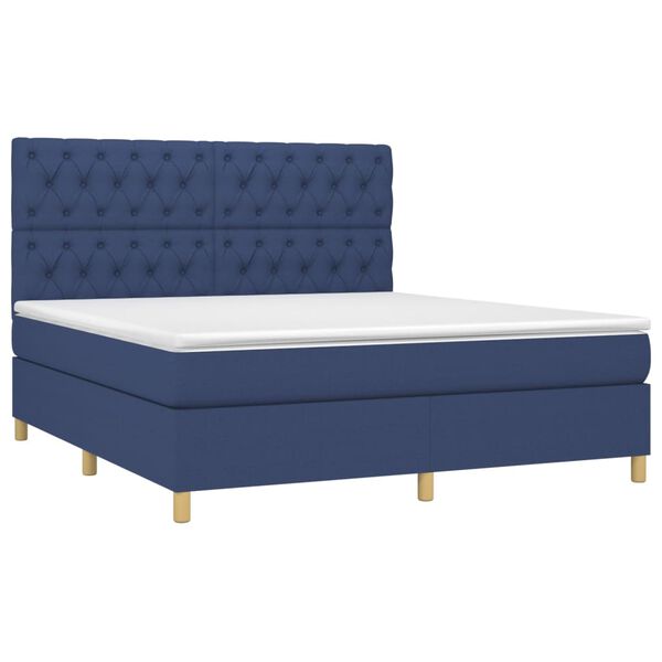 vidaXL Sommier &agrave; lattes de lit avec matelas Bleu 160x200 cm Tissu