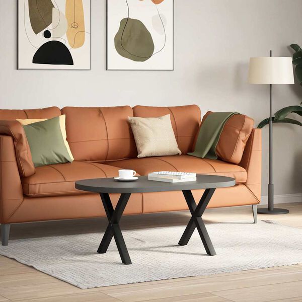 vidaXL Pieds de table basse en forme de X, 2 pi&egrave;ces, noir, 60 x (42-43) cm, acier