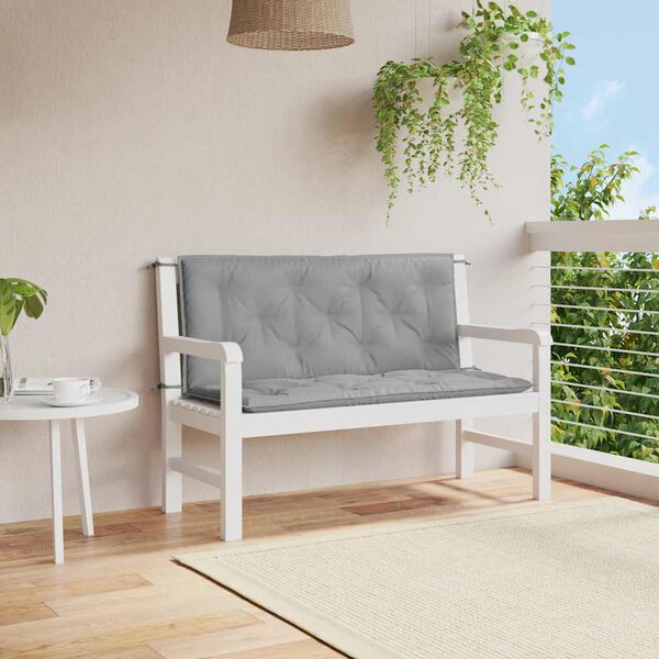 vidaXL Coussin de banc de jardin gris 120x(50+50)x7 cm tissu oxford