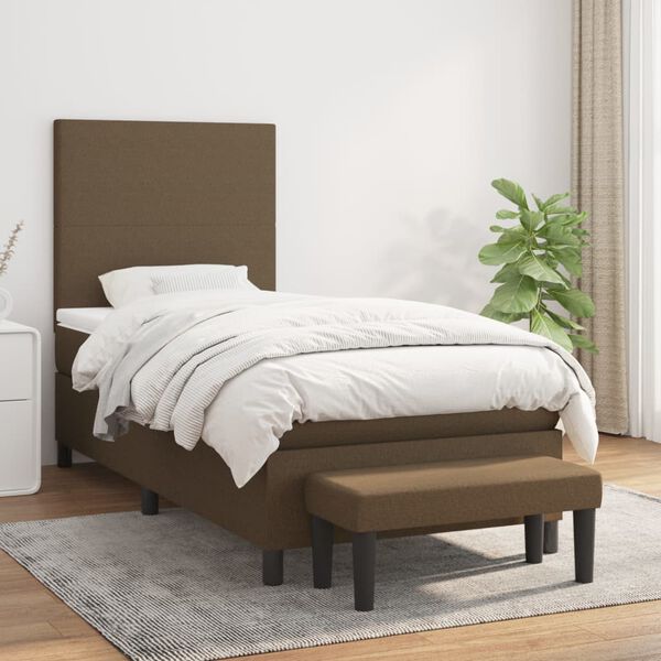 vidaXL Sommier &agrave; lattes de lit avec matelas Marron fonc&eacute; 90x190 cm