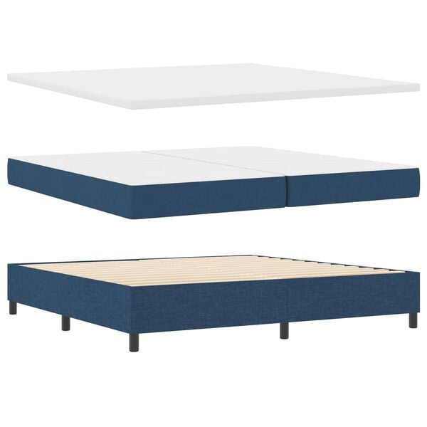 vidaXL Lit &agrave; ressorts avec matelas Bleu 200 x 200 cm tissu