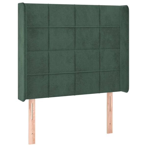 vidaXL T&ecirc;te de lit &agrave; LED Vert fonc&eacute; 93x16x118/128 cm Velours