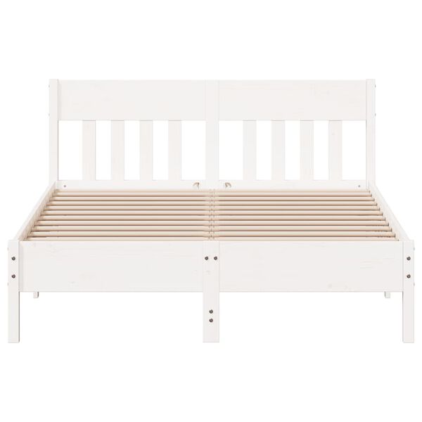 vidaXL Cadre de lit sans matelas blanc 140x190 cm bois de pin massif