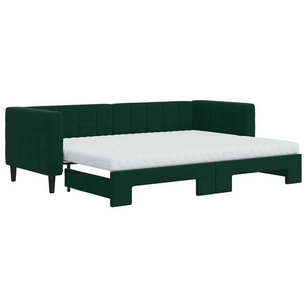 vidaXL Lit de jour avec gigogne et matelas vert fonc&eacute; 80x200cm velours