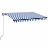 vidaXL Auvent automatique capteur de vent/LED 350x250 cm Bleu et blanc