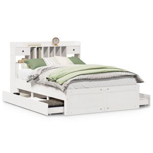 vidaXL Lit biblioth&egrave;que sans matelas blanc 140x200 cm bois pin massif