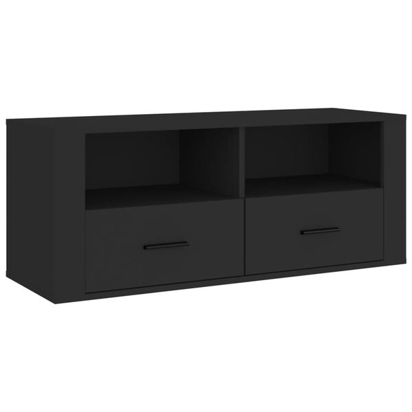vidaXL Meuble TV Noir 100x35x40 cm Bois d'ing&eacute;nierie