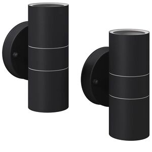 vidaXL Applique murale LED d'ext&eacute;rieur 2 pcs Acier inoxydable haut bas